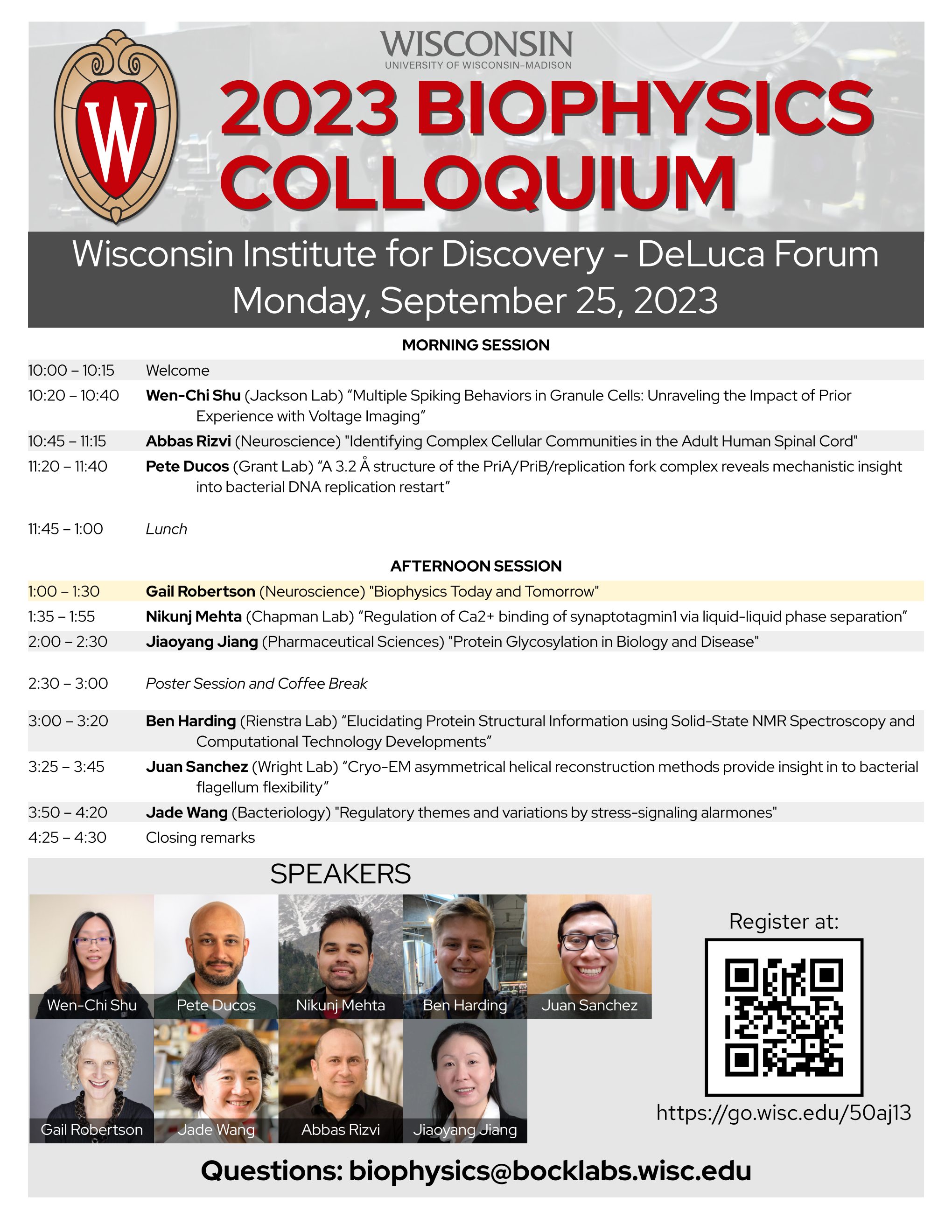 2023 Biophysics Colloquium Schedule